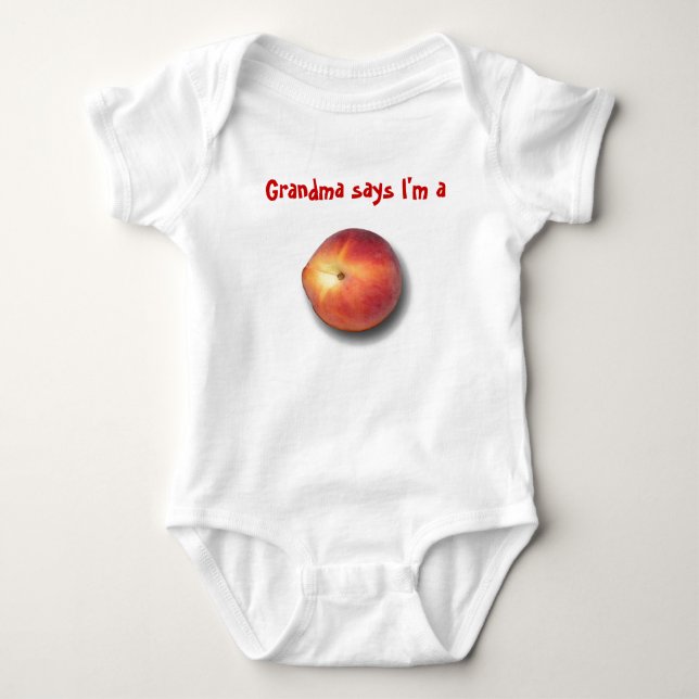 Grandma says I'm a peach Baby Bodysuit (Front)