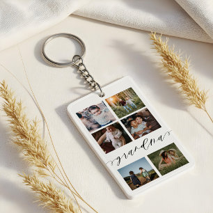Grandma Script   Grandchildren Photo Grid Collage Key Ring