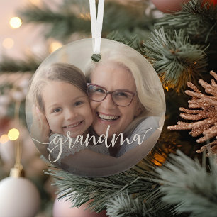 Grandma Script Overlay Glass Tree Decoration