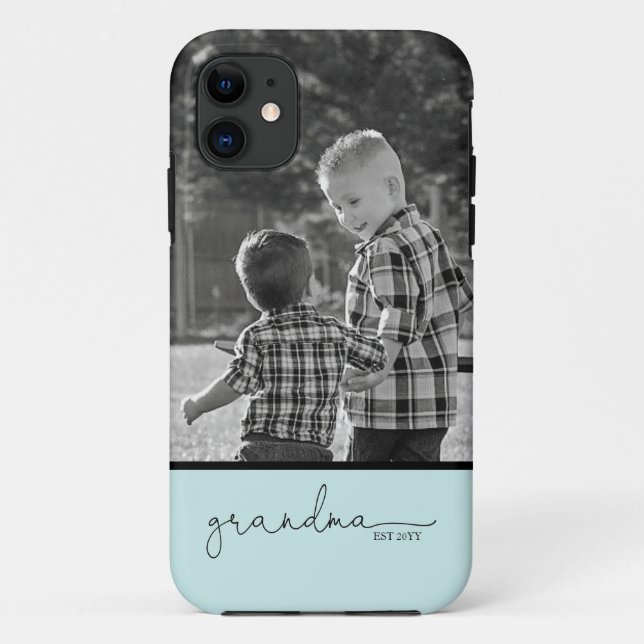  Grandma Script w/ Photo | Teal  Case-Mate iPhone Case (Back)