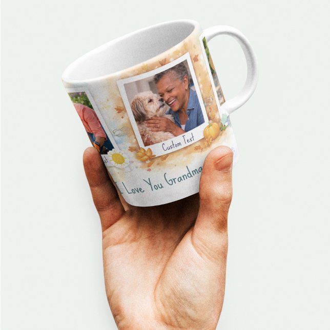 Grandma Seasonal Memories Photo Collage Specialty  Bone China Mug (Grandma Seasonal Memories Photo Collage Specialty Bone China Mug)