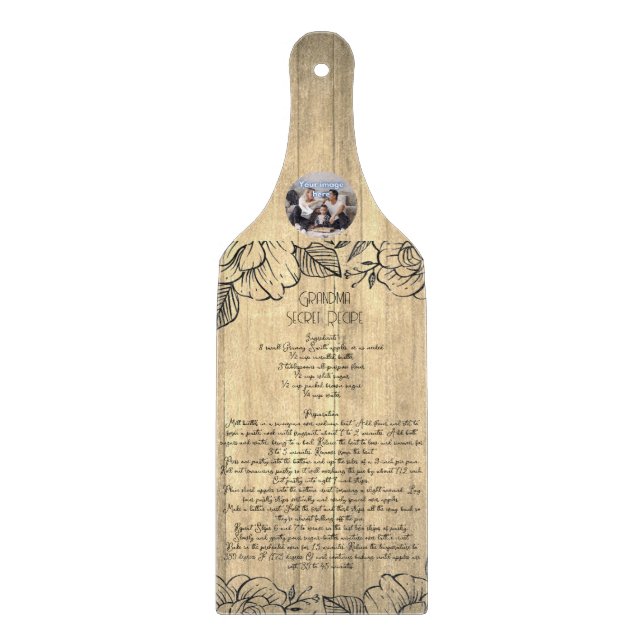 Grandma Secret Recipe Family Photo Keepsake Cutting Board (Front)