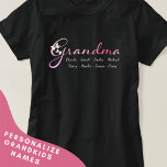 Grandma Shirt with Grandkids Names (Colourful)<br><div class="desc">Stylish design for a very special grandparent.  Easily update,  edit or delete the names of grandchildren to personalise and suit your family and be sure to check out the rest of my collection for other grandparent gifts.</div>