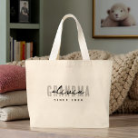 Grandma Since 20XX Modern Simple Preppy Large Tote Bag<br><div class="desc">This simple and modern design is composed of san serif typography.</div>