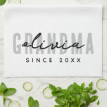 Grandma Since 20XX Modern Simple Preppy Tea Towel<br><div class="desc">This simple and modern design is composed of san serif typography.</div>