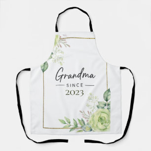 Grandma Since Personalised Year Floral Handwritten Apron
