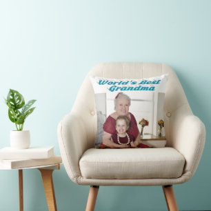 Grandma sky blue typography Photo Cushion