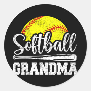 Grandma Softball Player Game Day Mother#39; #39;s  Classic Round Sticker