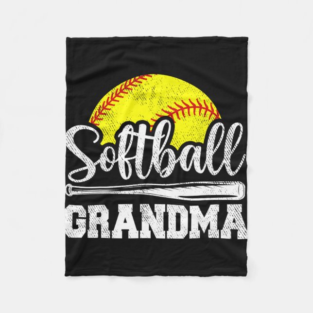 Grandma Softball Player Game Day Mother#39; #39;s  Fleece Blanket (Front)