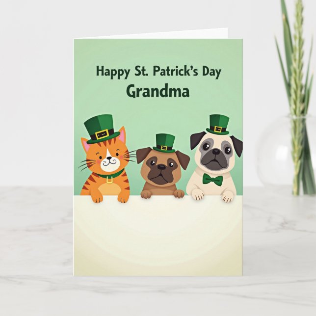 Grandma St Patricks Day Animal Card (Front)