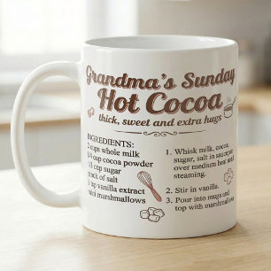 Grandma Sunday Hot Cocoa Recipe and Marshmallows Coffee Mug