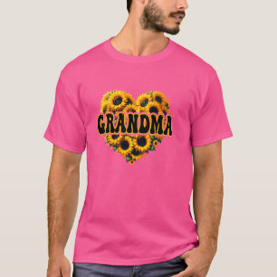 Grandma Sunflower Heart Mother's Day Blessed Birth T-Shirt
