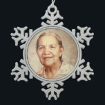 Grandma Sylvia Huerta Snowflake Pewter Christmas Ornament<br><div class="desc">Grandma Sylvia Huerta photo template</div>