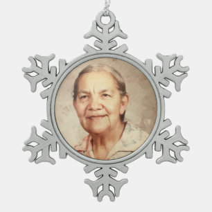 Grandma Sylvia Huerta Snowflake Pewter Christmas Ornament