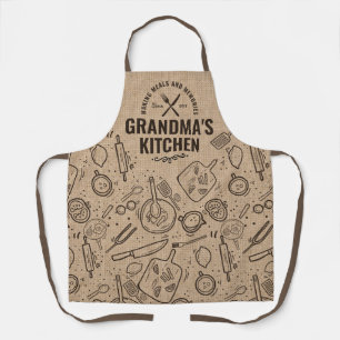 Grandma Tan Rustic Kitchen Pattern Design Apron