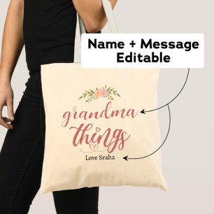 Grandma Things Custom Floral Gift from Grandkids Tote Bag