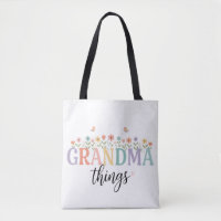 Grandma Things Floral Tote Bag - Personalised Gran