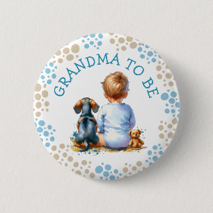 Grandma to be Baby and Dachshund Baby Shower 6 Cm Round Badge