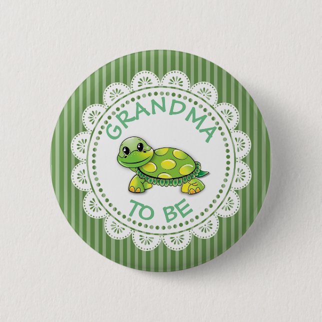 Grandma to be Baby Shower Button Turtle themed (Front)