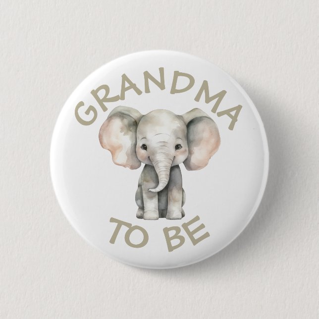 Grandma to be Baby Shower Button Wild One Zoo (Front)