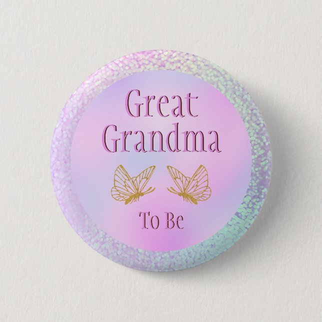 Grandma To Be Baby Shower Girl Whimsical Butterfly 6 Cm Round Badge (Front)