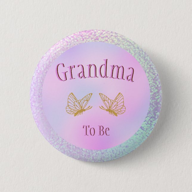 Grandma To Be Baby Shower Girl Whimsical Butterfly 6 Cm Round Badge (Front)