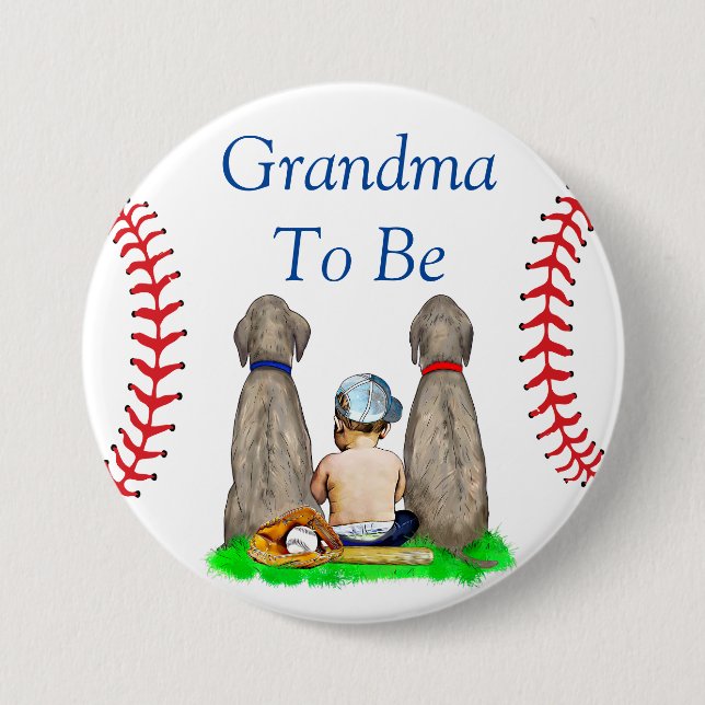 Grandma to Be | Baseball Themed Boy's Baby Shower 7.5 Cm Round Badge (Front)