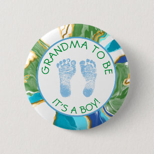 Grandma to be Blue and Green Baby Shower 6 Cm Round Badge