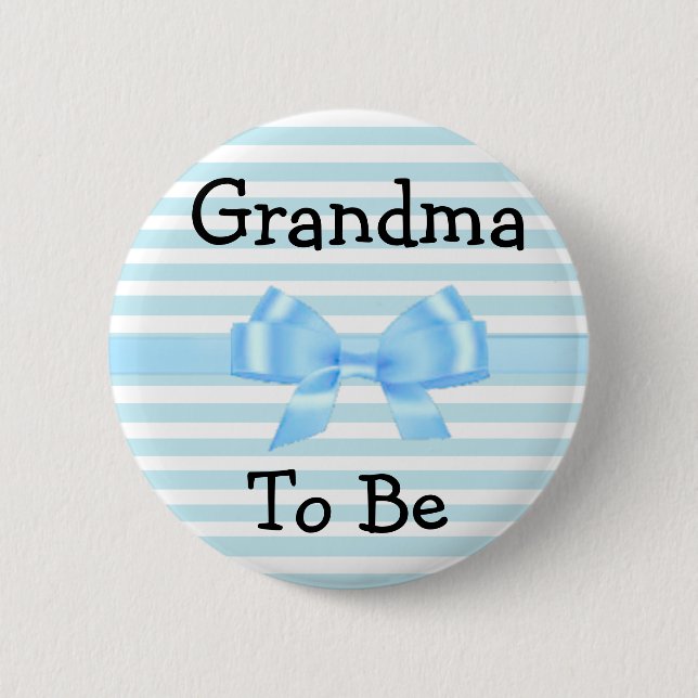 Grandma to be blue and white baby shower button (Front)
