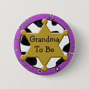 Grandma to Be Blue Bandanna Baby Shower Button