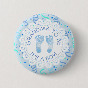 Grandma to be Blue confetti Baby Shower Button