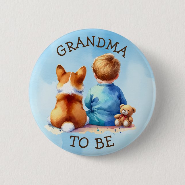 Grandma To Be | Boy's Baby Shower 6 Cm Round Badge (Front)