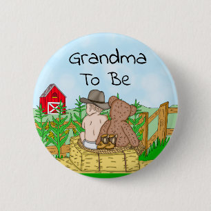 Grandma To Be Boy's Baby Shower 6 Cm Round Badge