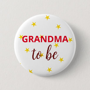Grandma To Be Button with Yellow Stars