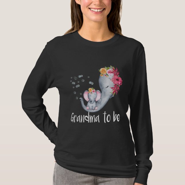 Grandma To Be Elephant Baby Shower For Girl T-Shirt (Front)