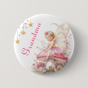 Grandma to Be   Fairy Cottage Core Baby Shower  6 Cm Round Badge