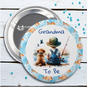 Grandma to Be Fishing Themed Baby Shower 6 Cm Round Badge