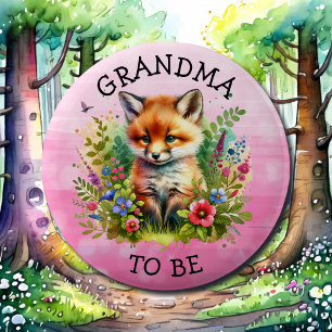 Grandma to be Fox Woodland Themed Baby Shower 6 Cm Round Badge