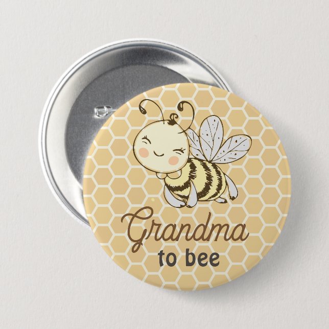 Grandma to be Granny Cute Honeybee Bee Baby Shower 7.5 Cm Round Badge (Front & Back)