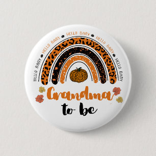 Grandma To Be Hello Baby Girl Pumpkin Baby Shower 6 Cm Round Badge