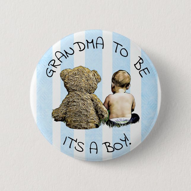 Grandma to be, Its a boy, Baby Shower Button (Front)