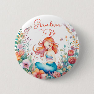 Grandma To Be Mermaid Baby Shower  6 Cm Round Badge