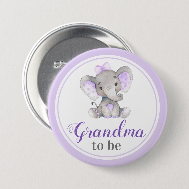 Grandma to be New Granny Baby Girl Shower Elephant 7.5 Cm Round Badge (Front & Back)