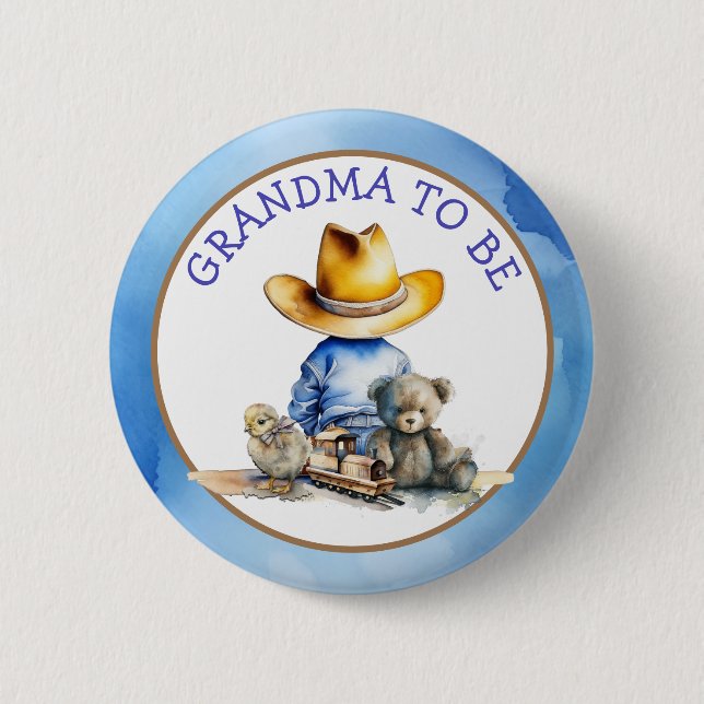 Grandma to Be of a Lil' Cowboy | Baby Shower 6 Cm Round Badge (Front)
