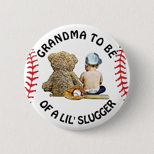 Grandma to Be of a Lil Slugger Baby Shower Button