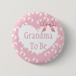 Grandma to be Pink Bow Baby Shower Button