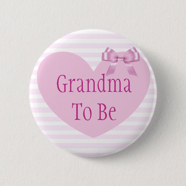 Grandma to be Pink Bow Baby Shower Button (Front)