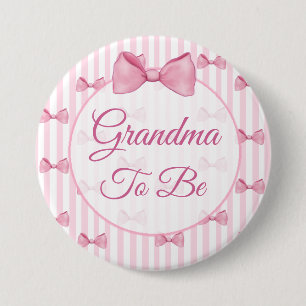 Grandma to be Pink Bow Baby Shower Button
