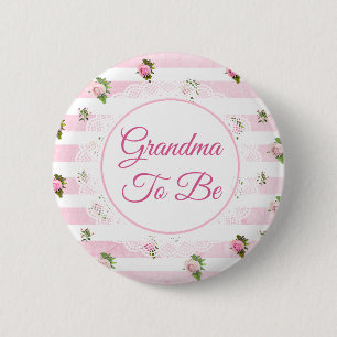 Grandma to be Pink Floral Baby Shower button