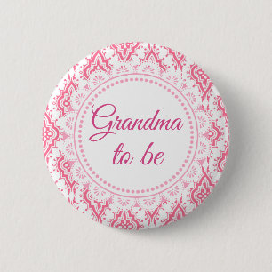 Grandma to be Pink Lacey Baby Shower Button